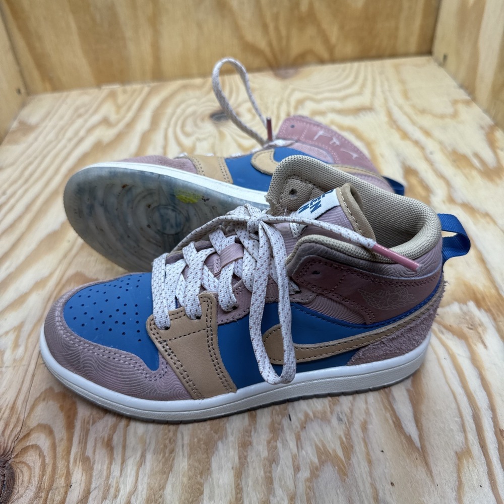 Nike Air Jordan 1 Mid SE Zen Master Kids Shoes 13C Pink Blue DM6215-001
